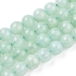 Aigue-marine Perles naturelles de quartz brins, teints et chauffée, imitation quartz vert, ronde, aigue-marine, 6~6.5mm, Trou: 1mm, Environ 65 pcs/chapelet, 15.94 pouce (40.5 cm)