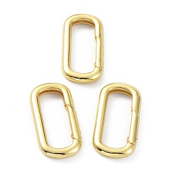 Real 18K Gold Plated Brass Keychain Clasps, Long-Lasting Plated, Oval, Real 18K Gold Plated, 29x14.5x3.5mm, Inner Diameter: 9X23mm