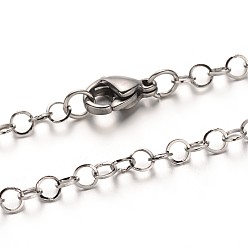 Stainless Steel Color 304 Stainless Steel Cable Chain Necklaces, with Lobster Claw Clasps, Stainless Steel Color, 29.5 inch(74.9cm)x3mm
