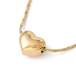 Golden Heart Pendant Necklace with Coreana Chains, Ion Plating(IP) 304 Stainless Steel Jewelry for Women, Golden, 16.10 inch(40.9cm)