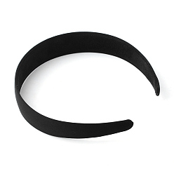 Noir Bandes de cheveux en plastique, avec un chiffon couvert, noir, 125mm