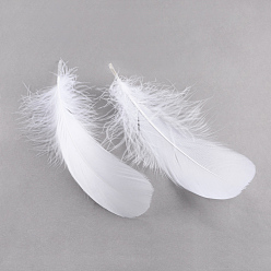 Blanc Accessoires de costumes de plumes d'oie, teint, blanc, 100~175x13~25mm