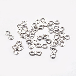 Stainless Steel Color 304 Stainless Steel Links connectors, Infinity, Stainless Steel Color, 10x4x1mm, Hole: 2.5x3mm