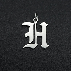 Letter H Pendentifs en acier inoxydable, avec anneau de saut, vieux anglais, lettre, Coupe au laser, couleur inox, letter.h, 304mm, Trou: 16.5x13.5x1mm