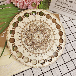 Beige 20-Position Mandala Theme Basswood Embroidery Thread Plate, Cross Stitch Threading Board Tools, Flat Round with Flower Pattern, Beige, 140mm