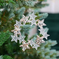 Christmas Wreath Acrílico con decoración colgante de lentejuelas., adornos colgantes del árbol de navidad, para regalo de fiesta decoración del hogar, Guirnalda de la Navidad, 140 mm