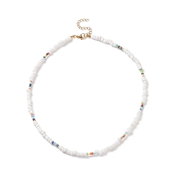 Blanc Collier de perles de rocaille de verre pour femme, blanc, 15.91 pouce (40.4 cm)