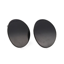 Electrophoresis Black 304 Stainless Steel Stud Earring Findings, with Loop, Curved, Oval, Electrophoresis Black, 20x16x0.75mm, Hole: 3.5mm, Pin: 0.8mm