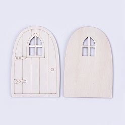 Blanc Antique Décoration de porte de fée en bois, blanc antique, 9.9x6.75x0.2~0.3 cm