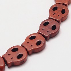 Marrón Hebras de cuentas de turquesa sintética con calavera, teñido, marrón, 28x25x4 mm, agujero: 1 mm, sobre 14 unidades / cadena, 15.7 pulgada