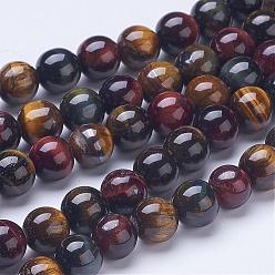 Tiger Eye Natural Tiger Eye Beads Strands, Grade AB, Round, 8~8.5mm, Hole: 1mm, about 49pcs/strand, 15.55 inch