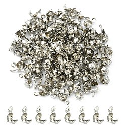 Platinum Iron Bead Tips, Calotte Ends, Clamshell Knot Cover, Cadmium Free & Lead Free, Platinum, 8x4mm, Hole: 1.5mm, Inner Diameter: 3mm