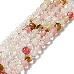 Cherry Quartz Glass Cherry Quartz Glass Beads Strands, Round, Faceted, 4mm, Hole: 1mm, about 90~93pcs/strand, 13.58''~14.57''(34.5~37cm)