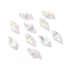 Colorful Transparent Glass Pendants, Petaline, Colorful, 20x9.5x3mm, Hole: 1.2mm