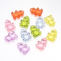 Mixed Color Transparent Acrylic Pendants, Mixed Color, Dyed, Baby Bear, Size: 15mm wide, 20mm high, hole: about 2.5mm