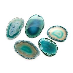 Cadet Blue Natural Brazilian Agate Big Pendants, Dyed, Mixed Shapes, Cadet Blue, 50~75x30~50x4~7mm, Hole: 1.5mm