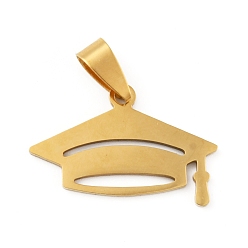 Oro 201 colgantes de acero inoxidable, sombrero doctoral, dorado, 23x28x1.5 mm, agujero: 8x4 mm