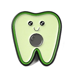 Verde Pin de esmalte de tema dental, Broche de aleación de zinc negro para ropa mochila., diente de aguacate elfo, verde, 29x26x1.5 mm