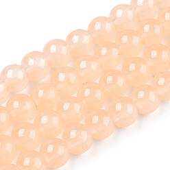 Персиковый Слойка Выпечки окрашены имитация нефрита стекловолокна круглый шарик, розовые, 6.5 мм, отверстие : 1.5 мм, около 145 шт / нитка, 31.8 дюйм