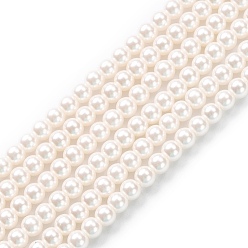 Old Lace Eco-Friendly Dyed Glass Pearl Beads Strands, Grade A, Round, Cotton Cord Threaded, Old Lace, 6mm, Hole: 1.2~1.5mm, about 70pcs/strand, 15.7 inch