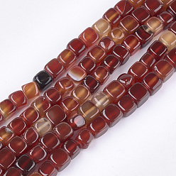 FireBrick Natural Agate Beads Strands, Dyed, Cube, FireBrick, 7~8x7~8x7~8mm, Hole: 1mm, about 50pcs/strand, 14.1 inch
