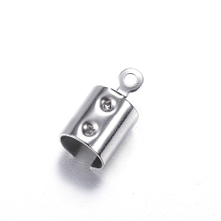 Stainless Steel Color 304 Stainless Steel Folding Crimp Ends, Fold Over Crimp Cord Ends, Stainless Steel Color, 12x6.5x6.5mm, Hole: 1.2mm