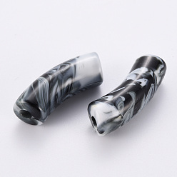 Dark Gray Acrylic Beads, Imitation Gemstone, Curved Tube, Dark Gray, 36x13.5x11.5mm, Hole: 4mm, about 148pcs/500g