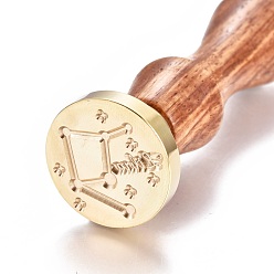Balance Cachet de sceau de cire en laiton, avec manche en bois, pour la décoration de poteau, fabrication de cartes de bricolage, libra, 90x26mm, Trou: 7mm