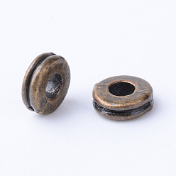 Bronze Antique Alliage de perles d'entretoise de style tibétain, donut, sans cadmium et sans nickel et sans plomb, bronze antique, 6x2mm, trou: 2.5 mm, environ 3800 pcs / 1000 g