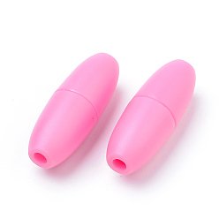 Ярко-Розовый Пластиковые застежки отколовшиеся, для резиновых силиконовых прорезывающих ожерелий, ярко-розовый, 24x9 мм, отверстие : 2.5 мм