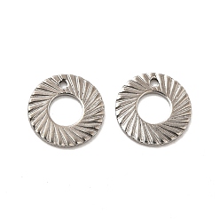 Stainless Steel Color 201 Stainless Steel Pendants, Round Ring Charm, Stainless Steel Color, 10x0.8mm, Hole: 1mm