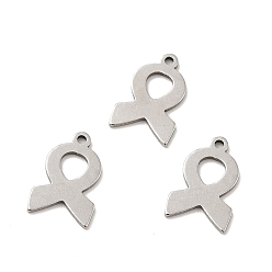 Stainless Steel Color 201 Stainless Steel Charms, Awareness Ribbon Charms, Stainless Steel Color, 14x9x1mm, Hole: 1.2mm