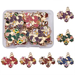 Golden 18Pcs 6 Colors Alloy Enamel Pendants, Bees, for Jewelry Necklace Bracelet Earring Making Crafts, Golden, 26x26mm, Hole: 2mm, 3pcs/color