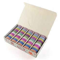 Color mezclado Polvo de brillo diy scrapbook cintas de papel decorativas, cintas autoadhesivas, color mezclado, 14.5 mm, sobre 3 m / rollo, 50 rollos / caja, cuadro: 250x155x50 mm