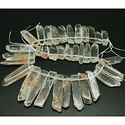 Quartz Crystal Chip Natural Quartz Crystal Graduated Beads Strands, Rock Crystal Beads, 23~62x10~12x4~6mm, Hole: 2mm, about 35pcs/strand, 15.3 inch
