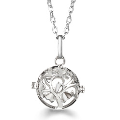 Tree of Life Platinum Brass Cage Pendant Necklaces, Tree of Life, 17.72~23.62 inch(45~60cm)