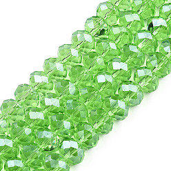 Citron Vert Perles en verre electroplate, perle plaquée lustre, facette, rondelle, lime, 10x8mm, Trou: 1mm, Environ 65~66 pcs/chapelet, 20.8~21.2 pouce (53~54 cm)