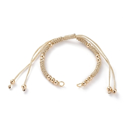 Gold Adjustable Polyester Braided Cord Bracelet Making, with Metallic Cord, Brass Beads, 304 Stainless Steel Jump Rings, Gold, 5-1/2~11-3/8 inch(14~29cm)