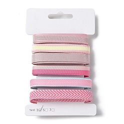 Pearl Pink 18 Yards 6 Styles Polyester Ribbon, for DIY Handmade Craft, Hair Bowknots and Gift Decoration, Pink Color Palette, Pearl Pink, 3/8~1/2 inch(9~12mm), about 3 yards/style