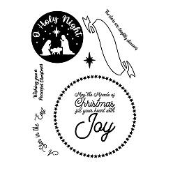 Word Christmas Transparent Clear Silicone Stamp/Seal, For DIY Scrapbooking/Photo Album Decorative, Use with Acrylic Printing Template Tool, Stamp Sheets, Word, 210x150x3mm