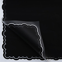 Noir Papier d'emballage de fleurs en plastique de style film de gelée, papier bouquet de fleuriste imperméable, bricolage, noir, 580x580mm, 20 draps/sac