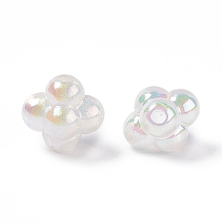 Blanc Perles acryliques opaques, avec de la poudre de paillettes, couleur ab , nuage, blanc, 17.5x18.5x15.5mm, Trou: 3mm