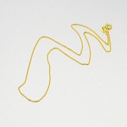 Oro 925 cadena de cable de plata collares, con cierres de anillo de resorte, dorado, 18 pulgada, 1.2 mm