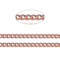 Red Copper Brass Twisted Chains, Curb Chains, Diamond Cut, Soldered, Faceted, with Spool, Oval, Lead Free & Nickel Free & Cadmium Free, Red Copper, 1.5x1x0.35mm, about 301.83 Feet(92m)/roll