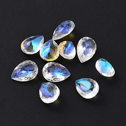 Cristal AB Cabujones de diamantes de imitación de cristal, señaló hacia atrás, facetados, teardop, crystal ab, 10x7x5 mm