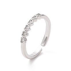 Платина Прозрачное кубическое кольцо из циркония в форме сердца, открытое кольцо-манжета, украшения из латуни для женщин, платина, размер США 7 (17.3 мм)