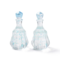 Светло-Голубой Муляж бутылки из прозрачной смолы кабошон, с блестками, Небесно-голубой, 32x16 мм