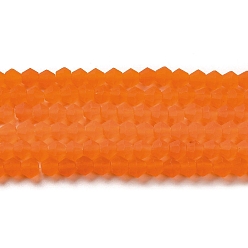 Rouge Orange Imitez des brins de perles de verre dépoli en cristal autrichien, AA grade, toupie avec facettes, rouge-orange, 3x2.5mm, Trou: 0.7mm, Environ 162~185 pcs/chapelet, 13.15~14.61 pouce (33.4~37.1 cm)