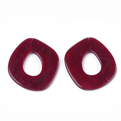 Rojo Oscuro Anillos de enlace de acrílico, conectores de enlace rápido, para la fabricación de cadenas de joyería, estilo de imitación de piedras preciosas, de color rojo oscuro, 51.5x45x3.5 mm, agujero: 23x16 mm, sobre: 78 unidades / 500 g
