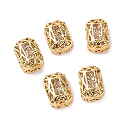 Lavender Eco-friendly Brass Micro Pave Cubic Zirconia Multi-strand Links, Rack Plating, Cadmium Free & Lead Free, Rectangle Octagon, Golden, Lavender, 12x8x5mm, Hole: 1.2mm